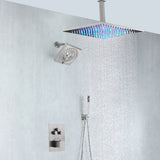 Brushed nickel rainfall shower head high pressure shower head 3 way thermostatic valve shower heads systems each function work at the same time and separately