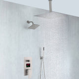 Brushed nickel rainfall shower head high pressure shower head 3 way thermostatic valve shower heads systems each function work at the same time and separately