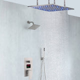 Brushed nickel 20-Inch rainfall shower head high pressure shower head 3 way thermostatic valve shower heads systems each function work at the same time and separately