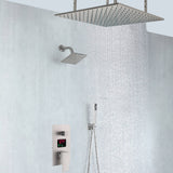 Brushed nickel 20-Inch rainfall shower head high pressure shower head 3 way thermostatic valve shower heads systems each function work at the same time and separately