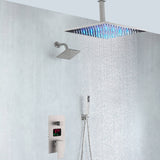 Brushed nickel rainfall shower head high pressure shower head 3 way thermostatic valve shower heads systems each function work at the same time and separately