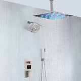 Brushed nickel rainfall shower head high pressure shower head 3 way thermostatic valve shower heads systems each function work at the same time and separately