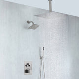 Brushed nickel rainfall shower head high pressure shower head 3 way thermostatic valve shower heads systems each function work at the same time and separately