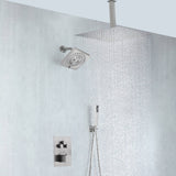 Brushed nickel rainfall shower head high pressure shower head 3 way thermostatic valve shower heads systems each function work at the same time and separately