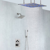 Brushed nickel 20-Inch rainfall shower head high pressure shower head 3 way thermostatic valve shower heads systems each function work at the same time and separately