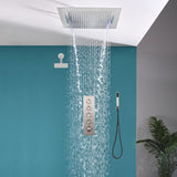 20inch Brushed nickel ceiling mount rainfall waterfall shower systems 4 way thermostatic valve with 6 inch regular head