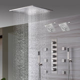 Brushed Nickel 6-Way Digital Thermostatic Shower Faucet: 20" Rainfall Head with LED Lights, Regular Head, 6 Body Jets