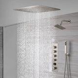 waterfall rainfall 20''  ceiling mounted brushed nickel 4 way Digital display thermostatic shower faucets With regular head