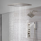 waterfall rainfall 20''  ceiling mounted brushed nickel 4 way Digital display thermostatic shower faucets With regular head