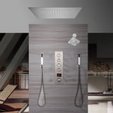 20" Brushed Nickel Rainfall Shower System: Ceiling/Flush-Mounted, Thermostatic Shower Faucet,  6" Regular Head