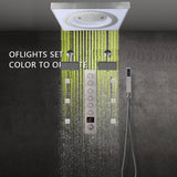 24" Flush LED Mount Rainfall Waterfall 6-Way Digital Shower System With Dual Regular Head and 6 Body Jets