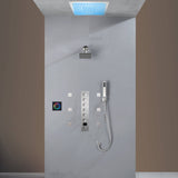 Flush Mount Shower Faucet Set with 6-Way Digital Thermostatic Control, 64-Color LED Lights