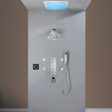 Flush Mount Shower Faucet Set with 6-Way Digital Thermostatic Control, 64-Color LED Lights