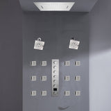 Flush mount 20 inch Rainfall Waterfall shower head 6 way Digital display thermostatic Shower Faucet with Dual Regular Heads and body jets