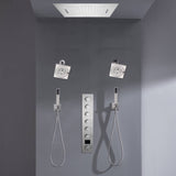Flush mount 20 inch Rainfall Waterfall shower head 6 way Digital display thermostatic Shower Faucet with Dual Regular Heads