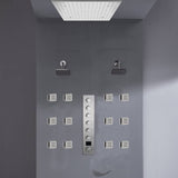 Ceiling mount 20 inch Rainfall Mist shower head 6 way Digital display thermostatic Shower Faucet with Dual Regular Heads and body jets