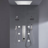 Flush mount 20 inch Rainfall shower head 6 way Digital display thermostatic Shower Faucet with Dual Regular Heads and Body Jets