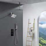 3 Way Thermal Digital Touchscreen Shower Faucet with regular head and rainfall head,Handle Shower