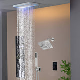 Matte Black or Brushed Gold or Brushed Nickel 16 x 8 inch rainfall Flush mount  Shower Head 3-Way digital display touch panel Shower Faucet with 6'' regular head