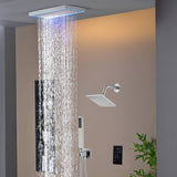 Matte Black or Brushed Gold or Brushed Nickel 16 x 8 inch rainfall Flush mount  Shower Head 3-Way digital display touch panel Shower Faucet with 6'' regular head