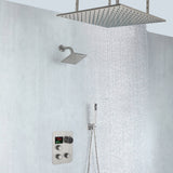 Brushed nickel 20-Inch rainfall shower head high pressure shower head 3 way thermostatic valve shower heads systems each function work at the same time and separately
