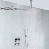 Brushed Nickel Dual 12'' or 16'' Rain Shower Head 3-Way Thermostatic Shower System