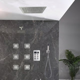 16 inch  flush-mount rainfall waterfall shower systems 6 way thermostatic valve with 6 body jets