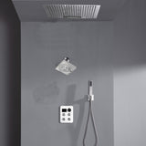 24 inch flush mount rainfall waterfall shower head 4 way thermostatic shower faucet with handle wand and regular head