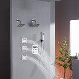 Dual Regular Heads with 4-Way Thermostatic Faucet and  Handle Shower and Body Jets