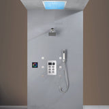 Flush Mount Shower Faucet Set with 6-Way Digital Thermostatic Control, 64-Color LED Lights