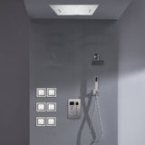 Bluetooth Music LED 6-Way Digital Thermostatic Shower  System with Waterfall,6 Body Jets, Regular Head