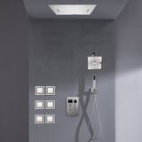Bluetooth Music LED 6-Way Digital Thermostatic Shower  System with Waterfall,6 Body Jets, Regular Head