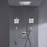 16-inch Bluetooth Music LED 6-Way Digital Thermostatic Shower  System with Waterfall,Dual Handle Wands, Regular Head