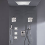 Bluetooth Music LED 6-Way Digital Thermostatic Shower  System with Rainfall,3 Body Jets, Dual Regular Head