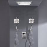 20-inch Bluetooth Music LED 6-Way Digital Thermostatic Shower  System with Waterfall,Dual Handle Wands, Regular Head