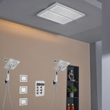 Flush Mount 16 X 16 inch or 32 x 8 inch Rainfall  64 LED Light Shower Head with 6-Way Thermostatic Faucet, Body Jets, and High-Pressure Dual Regular Heads