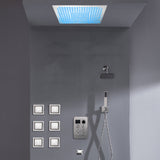 Flush Mount Bluetooth Music 64 LED Light Shower Head with 6-Way Digital Faucet, 6" Regular Head, 6 Body Jets  and Tub Spout