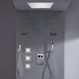 Bluetooth Music LED 6-Way Digital Thermostatic Shower  System with Rainfall,3 Body Jets, Dual Regular Head