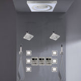 24" Flush Mount Shower Head with 9-Way Digital Faucet, Dual 6" Regular Heads, 6 Body Jets and Dual Handle Wands