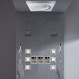 24" Flush Mount Shower Head with 9-Way Digital Faucet, Dual 6" Regular Heads, 6 Body Jets and Dual Handle Wands