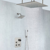 Brushed nickel 20-Inch rainfall shower head high pressure shower head 3 way thermostatic valve shower heads systems each function work at the same time and separately