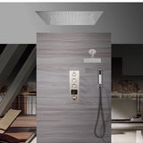 20 Inch Brushed nickel ceiling or flush mount rainfall shower systems 3 way thermostatic faucet with wall mount 6 inch regular shower head
