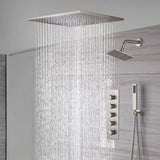 waterfall rainfall 20''  ceiling mounted brushed nickel 4 way Digital display thermostatic shower faucets With regular head