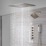 waterfall rainfall 20''  ceiling mounted brushed nickel 4 way Digital display thermostatic shower faucets With regular head