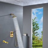 6" Wall Mount High Pressure Shower Head with 3-Way Digital Thermostatic System and Tub Spout