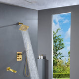 6" Wall Mount High Pressure Shower Head with 3-Way Digital Thermostatic System and Tub Spout