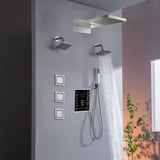 22" Rainfall Waterfall Shower System with 6-Way Digital Touch Thermostatic Faucet, Dual Regular Head, Body Jets