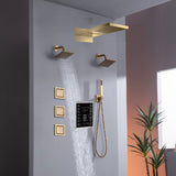 22" Rainfall Waterfall Shower System with 6-Way Digital Touch Thermostatic Faucet, Dual Regular Head, Body Jets