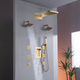 22" Rainfall Waterfall Shower System with 6-Way Thermostatic Faucet, Dual Regular Head, Body Jets