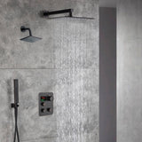 Oil Rubbed Bronze 12-Inch Rainfall Shower Head with 3-Way Thermostatic Faucet System and High-Pressure Regular Shower Head